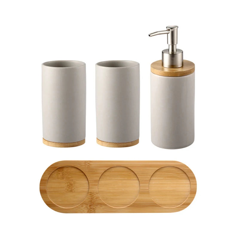 UNTIOR 3PCS Ceramic Bathroom Accessories Set Fashion Soap Dispenser Toothbrush Holder Tumbler Ceramic Household Bathroom Product-World Bazaar Life
