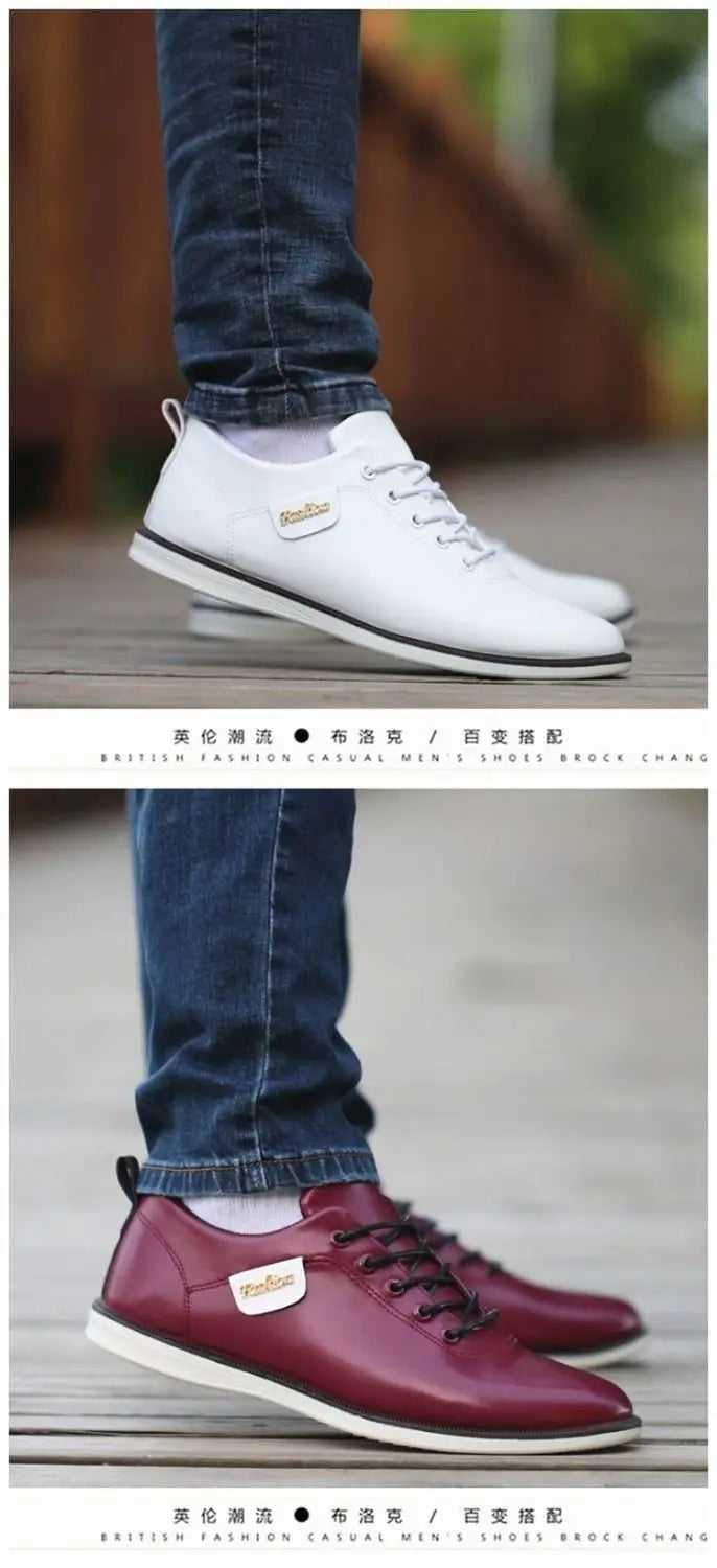 Men's PU Leather Business Casual Shoes Men's Outdoor Breathable Sports Shoes Men's Fashion Loafers Walking Shoes - World Bazaar Life