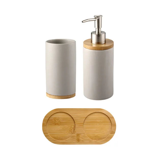 UNTIOR 3PCS Ceramic Bathroom Accessories Set Fashion Soap Dispenser Toothbrush Holder Tumbler Ceramic Household Bathroom Product-World Bazaar Life