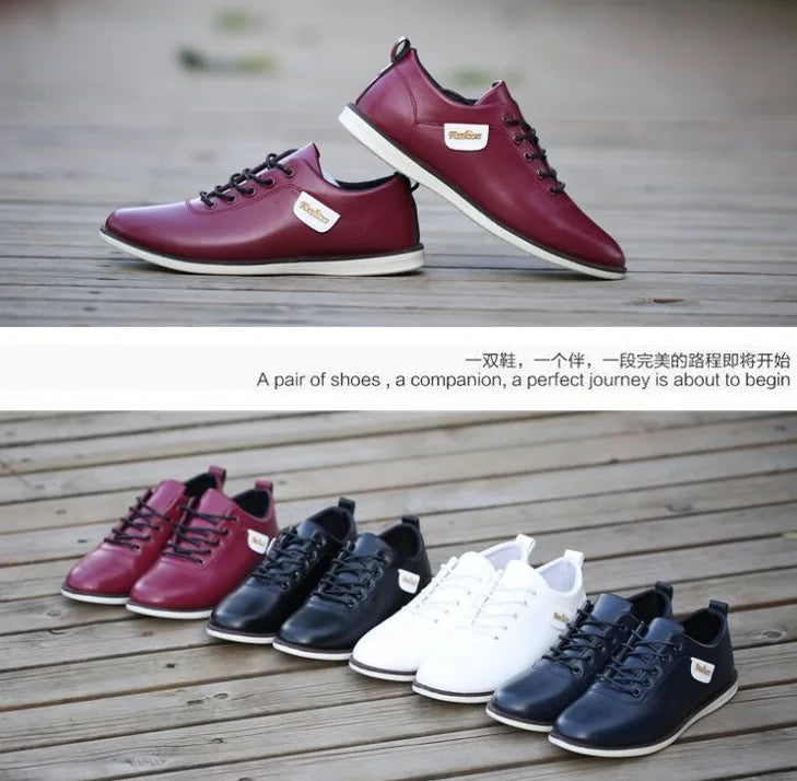 Men's PU Leather Business Casual Shoes Men's Outdoor Breathable Sports Shoes Men's Fashion Loafers Walking Shoes - World Bazaar Life