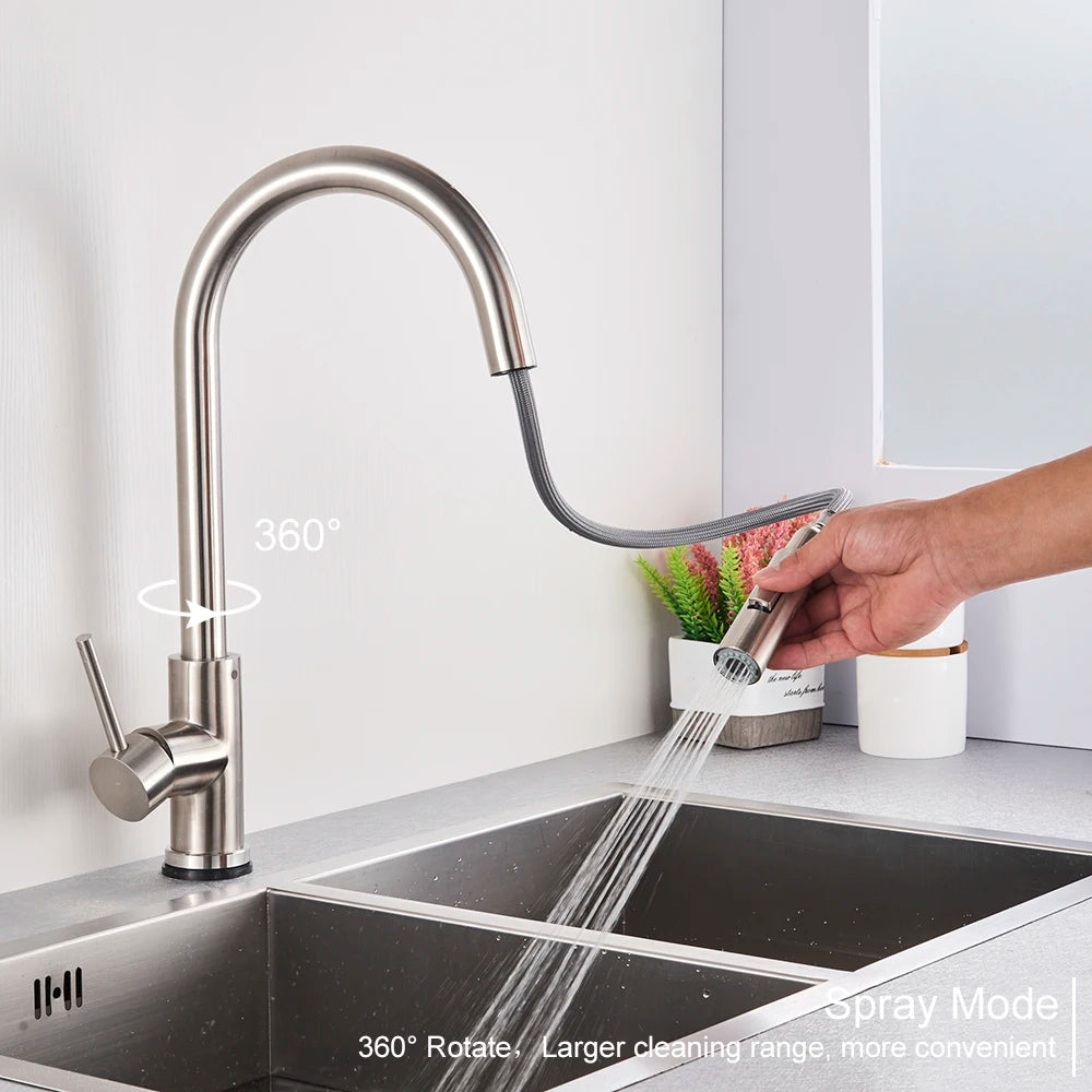 Pull-Out Sensor Black Kitchen Faucet Touch Control Mixer Tap - World Bazaar Life