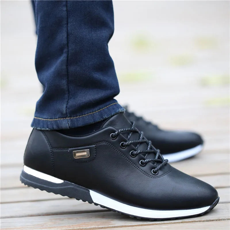 Men's PU Leather Business Casual Shoes Men's Outdoor Breathable Sports Shoes Men's Fashion Loafers Walking Shoes - World Bazaar Life