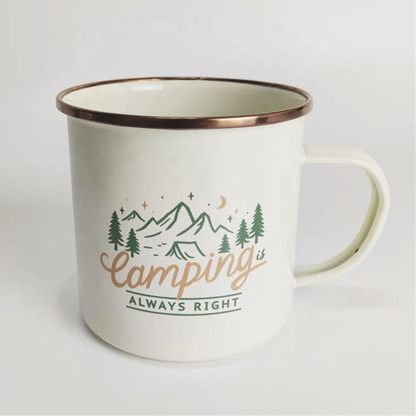 Camping Mug Enamel Green White Couple of Set Golden SS304 Rim Heated Coffee Mug Custom Outdoor Enamel Camping Mug