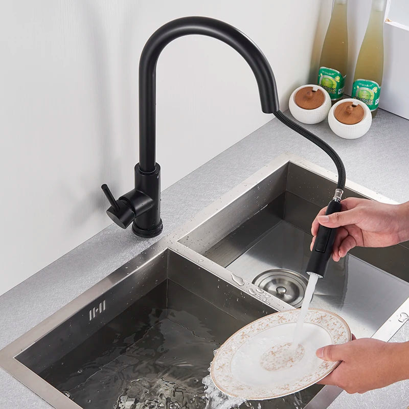 Pull-Out Sensor Black Kitchen Faucet Touch Control Mixer Tap - World Bazaar Life