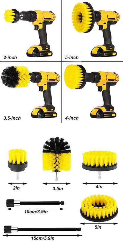 UNTIOR Electric Drill Brush Kit Power Scrubber Brush Attachments Set Scrub Wash Brushes Tools for Car Floor Tires Toilet Cleanin-World Bazaar Life