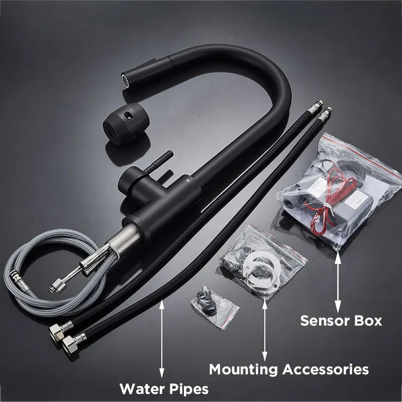 Pull-Out Sensor Black Kitchen Faucet Touch Control Mixer Tap - World Bazaar Life