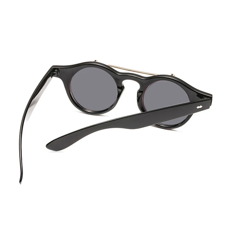 Psacss Round Steampunk Sunglasses Women Men Flip Lens Vintage Brand Designer Women's Retro Sun Glasses UV400 gafas de sol mujer