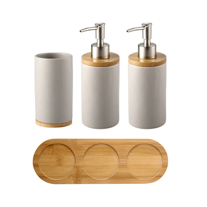 UNTIOR 3PCS Ceramic Bathroom Accessories Set Fashion Soap Dispenser Toothbrush Holder Tumbler Ceramic Household Bathroom Product-World Bazaar Life