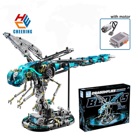 13086 MOC Puzzle Bricks Mechanical Dragonfly with Motor Children Educational Assembly Building Blocks Set Plastic Toy Wholesale