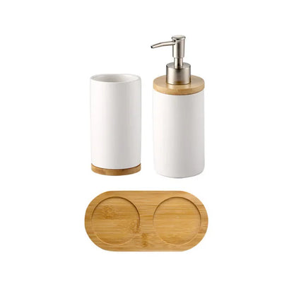 UNTIOR 3PCS Ceramic Bathroom Accessories Set Fashion Soap Dispenser Toothbrush Holder Tumbler Ceramic Household Bathroom Product-World Bazaar Life