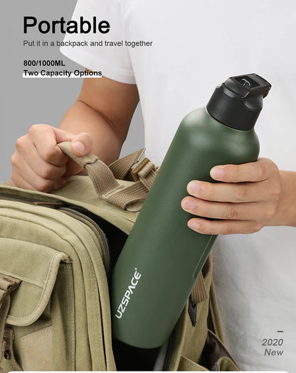 Stainless Steel Thermal Bottle - 2 Lids, Straw & Portable-World Bazaar Life