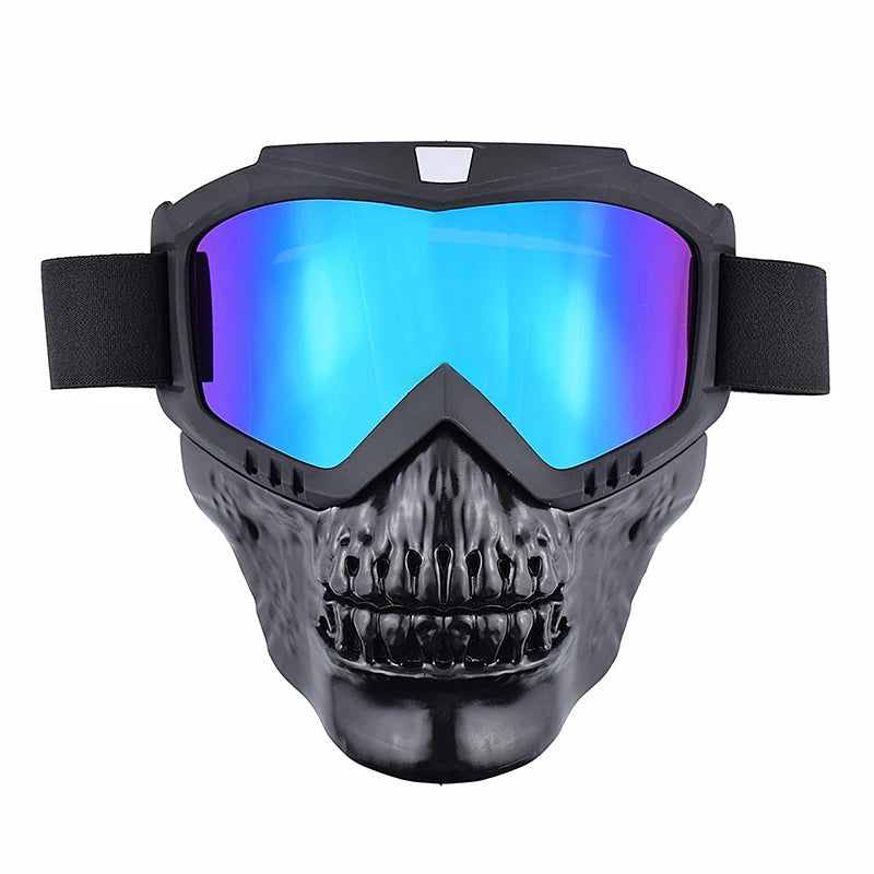 Motorcycle Face Mask Skull Open Face Helmet Mask Anti-UV Dust Helmets Goggles Vintage Mask Men Balaclava Winter Ski Face Shield