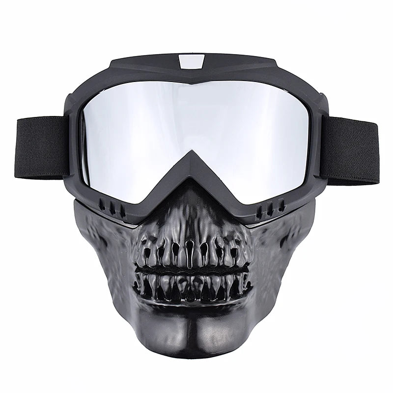 Motorcycle Face Mask Skull Open Face Helmet Mask Anti-UV Dust Helmets Goggles Vintage Mask Men Balaclava Winter Ski Face Shield