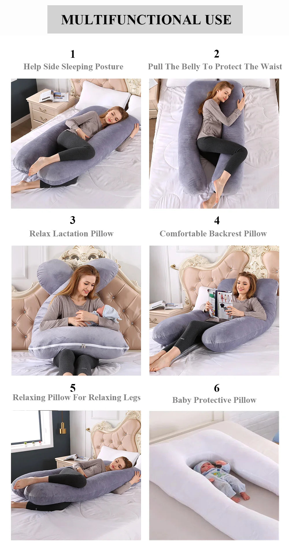 PANGDUBE Pregnancy Pillow 130*70cm Sleeping Waist Pillow for Pregnant Women Nursing Pillow Breastfeeding Cushion for Women-World Bazaar Life