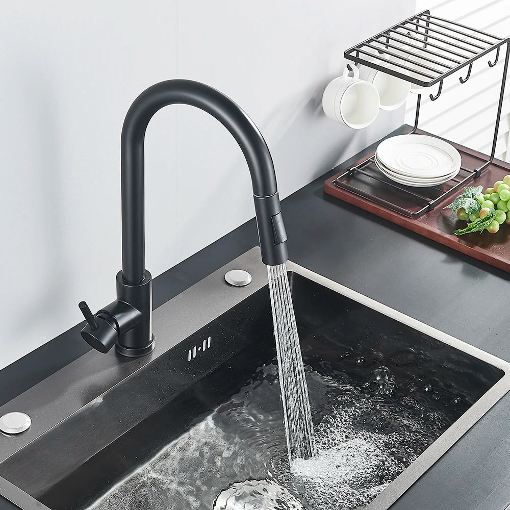 Pull-Out Sensor Black Kitchen Faucet Touch Control Mixer Tap - World Bazaar Life