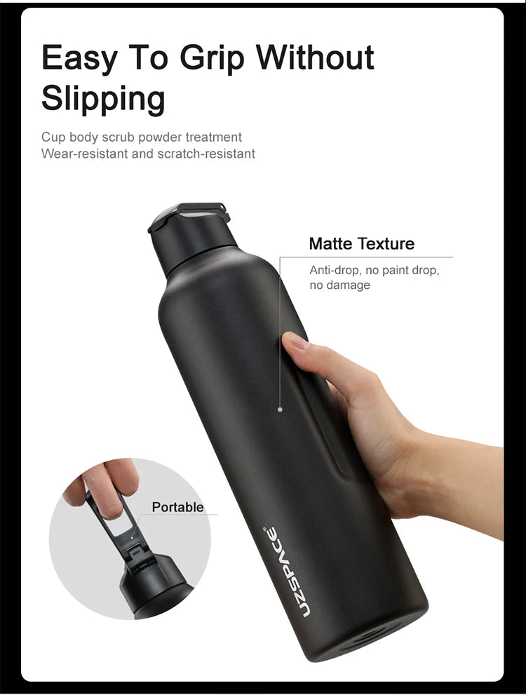 Stainless Steel Thermal Bottle - 2 Lids, Straw & Portable-World Bazaar Life