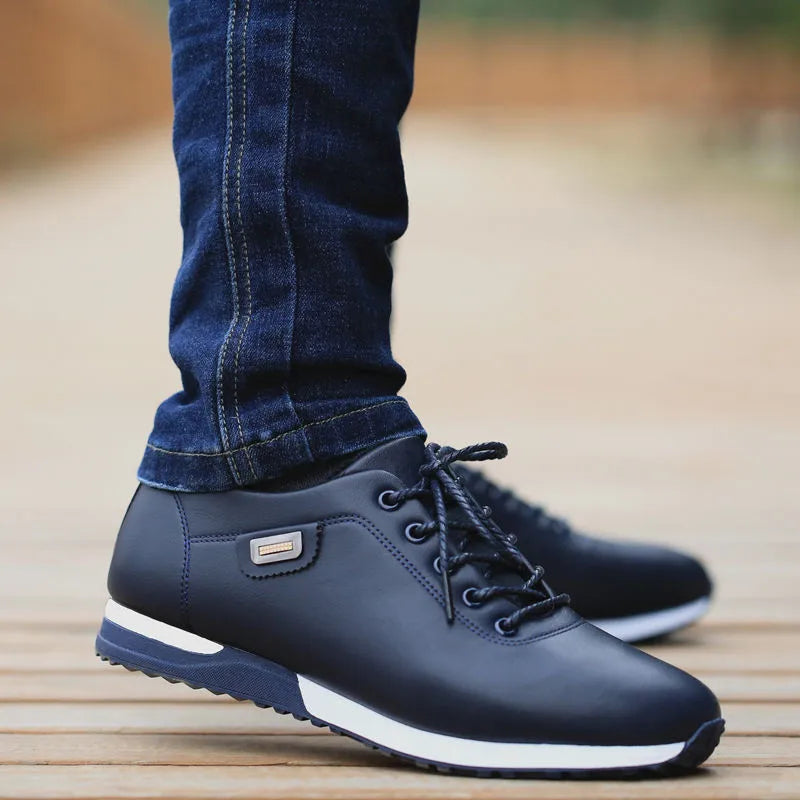 Men's PU Leather Business Casual Shoes Men's Outdoor Breathable Sports Shoes Men's Fashion Loafers Walking Shoes - World Bazaar Life