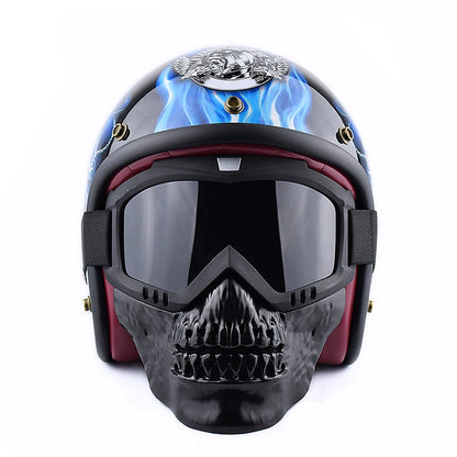 Motorcycle Face Mask Skull Open Face Helmet Mask Anti-UV Dust Helmets Goggles Vintage Mask Men Balaclava Winter Ski Face Shield