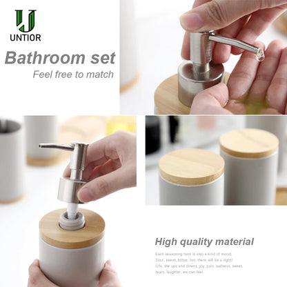 UNTIOR 3PCS Ceramic Bathroom Accessories Set Fashion Soap Dispenser Toothbrush Holder Tumbler Ceramic Household Bathroom Product-World Bazaar Life