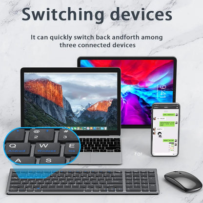 Multi-Device Wireless Keyboard and Mouse Set  Wireless Daul Model Keyboard Mouse Comb for Laptop PC Pad