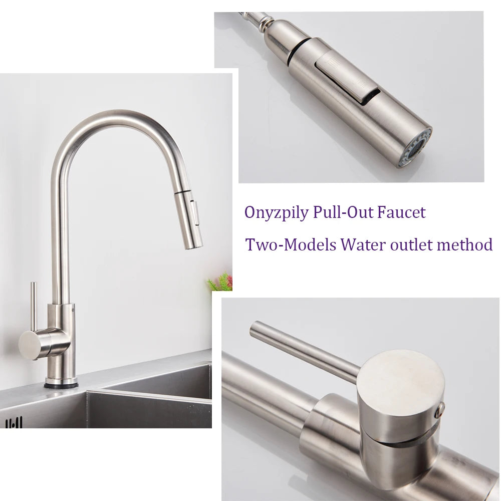 Pull-Out Sensor Black Kitchen Faucet Touch Control Mixer Tap - World Bazaar Life