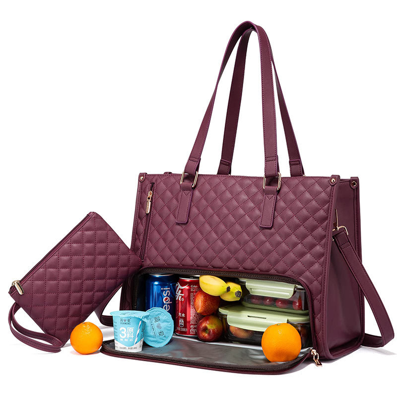 Fashionable Thermal Lunch Tote Bag for Women with Purse - World Bazaar Life