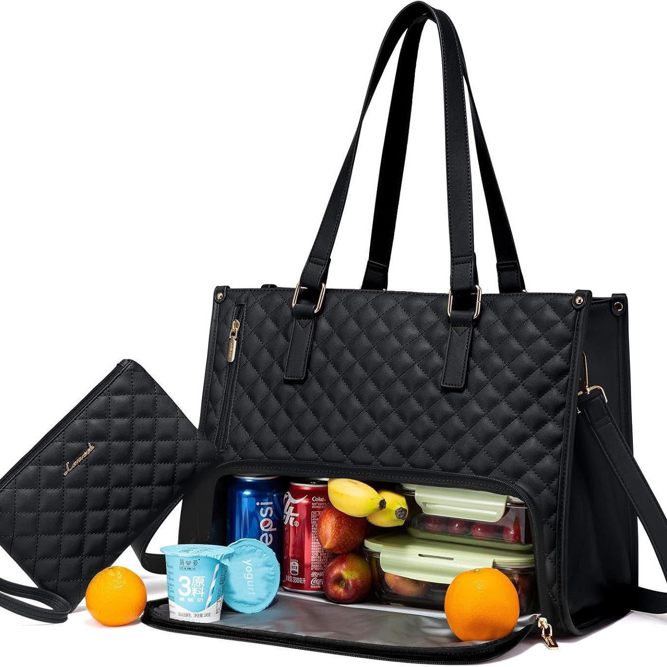 Fashionable Thermal Lunch Tote Bag for Women with Purse - World Bazaar Life