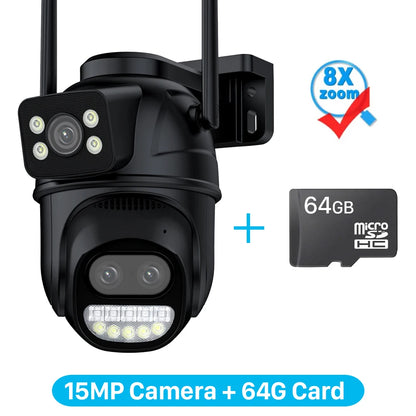 6K 12MP Outdoor Wifi Camera PTZ 8X Optical Zoom Three Lens Dual Screens Video Surveillance 8MP Dual Lens CCTV Security IP Camera-World Bazaar Life