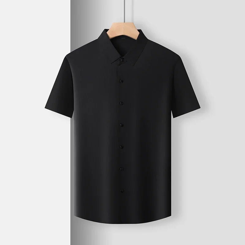 New Men's Business Casual Short Sleeved Solid Color Shirt Wrinkle Resistant Wrinkle Free Comfortable All Season Versatile Top