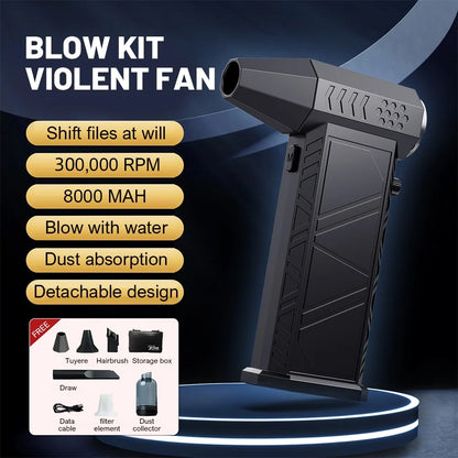 X9 Violent Fan 300000RPM Powerful Air Blower Vacuum Cleaner Type-C Charging Strong Winds 58m/s Brushless Turbo Jet Blower Dryer-World Bazaar Life