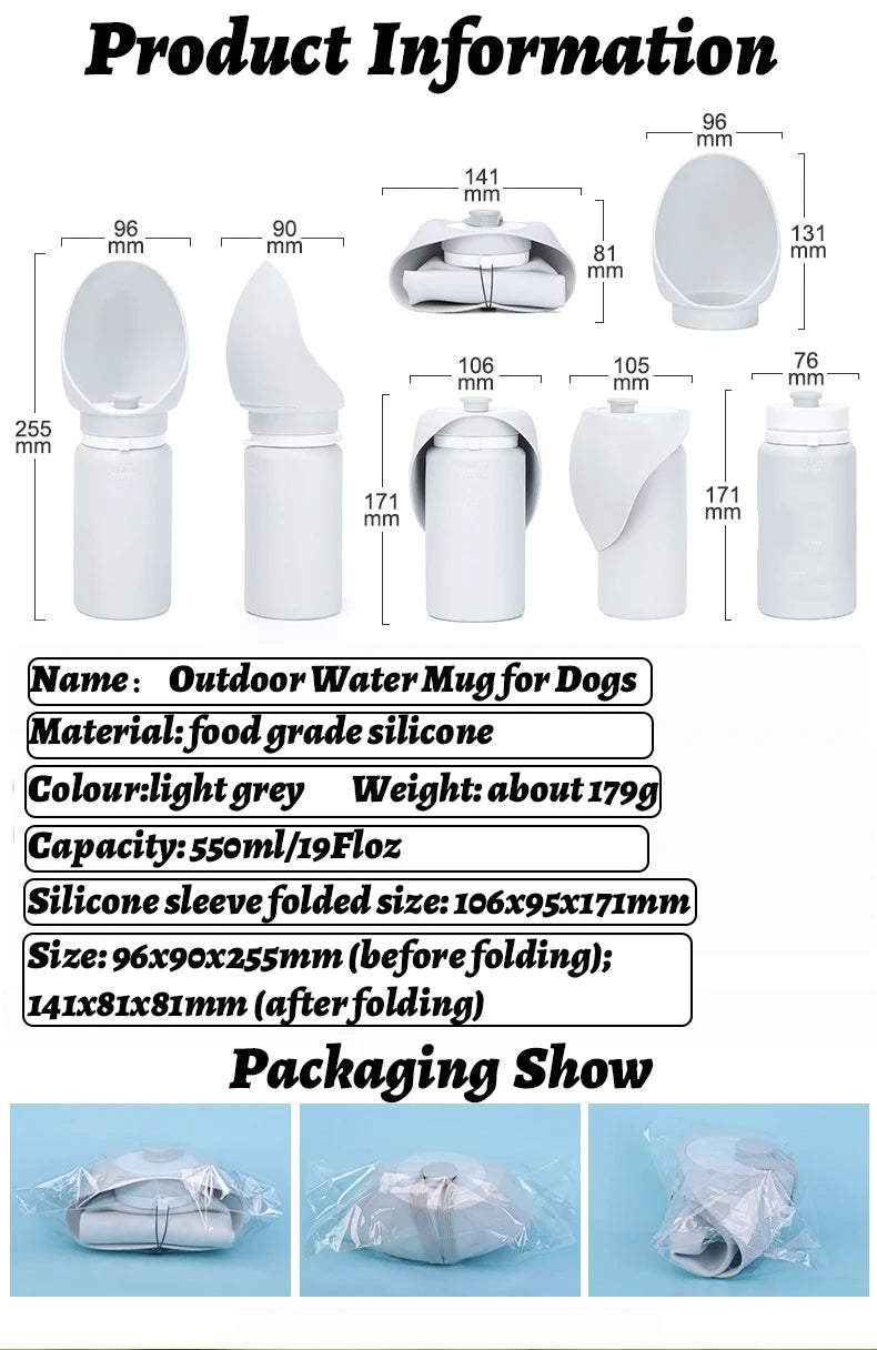 550ml Folding Pet Water Bottle - Portable Travel Mug for Dogs & Cats - World Bazaar Life