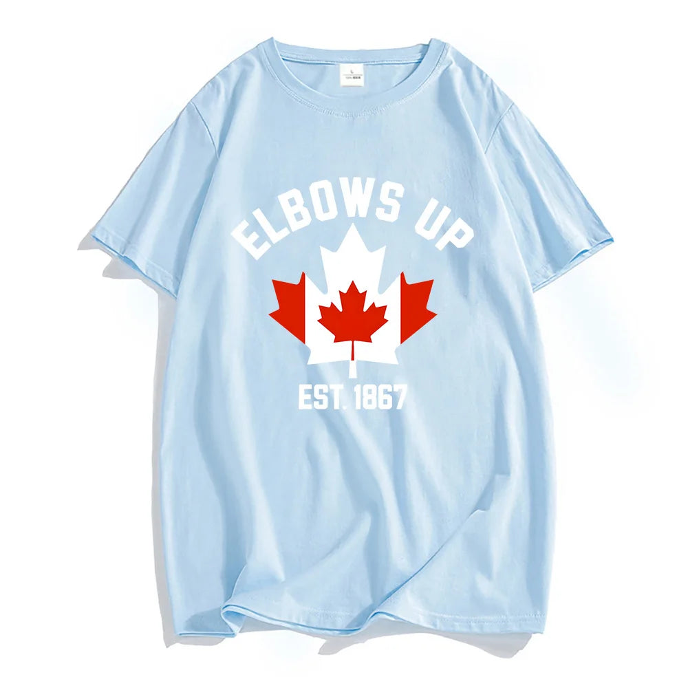 EST 1986 Canada Elbows Up Tshirts Short Sleeve Round Neck Male T-shirt Strong & Free Canadian Tees Men/Women Clothing Print Tops-World Bazaar Life