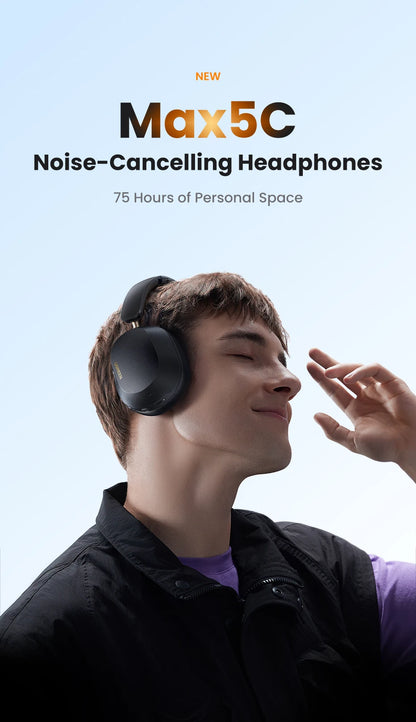 UGREEN Choice Max5c Wireless Bluetooth Headphones 43dB Active Noise Cancellation Hi-Res LDAC 75H Spatial Audio Earbuds Headset-World Bazaar Life