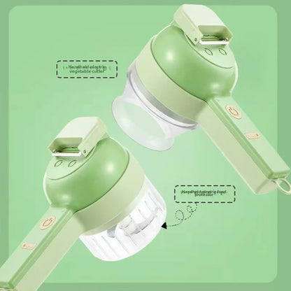4In1 Electric Vegetable Cutter Set Handheld Wireless Electric Garlic Masher Food Chopper Meat Grinder Machine Food Peel Slice