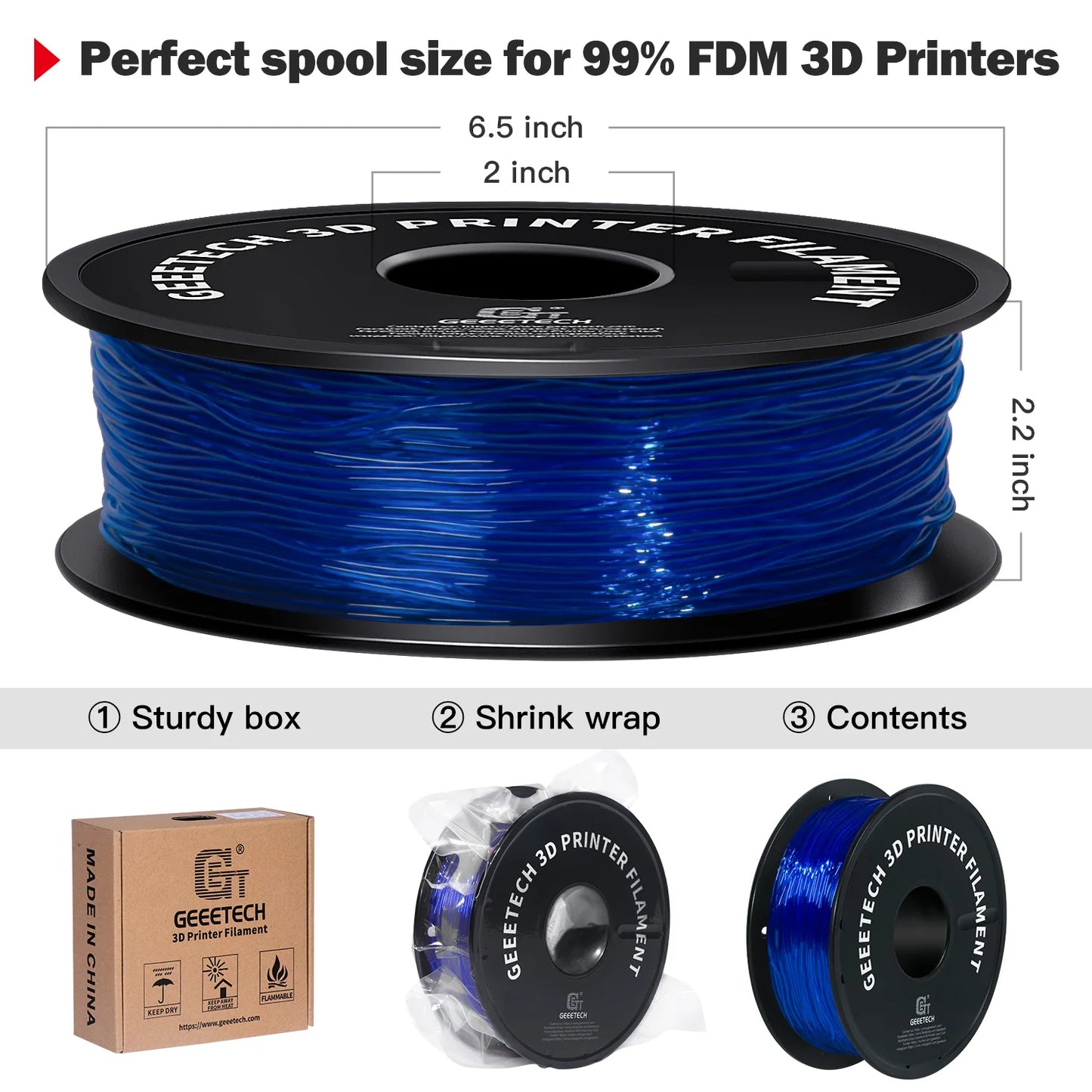 GEEETECH 1KG 1.75mm TPU Filament Flexible material for 3D Printers overseas warehouse fast shipping - World Bazaar Life