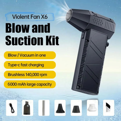 X6 Turbo Jet Fan Turbo Violent Fan Powerful Blower with High Speed Duct Fan Handheld Duct Fan 140000 RPM 53m/s Air Duster Blower