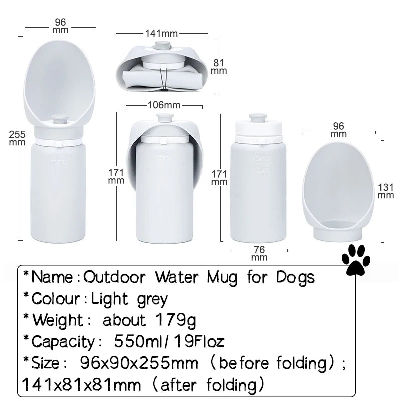 550ml Folding Pet Water Bottle - Portable Travel Mug for Dogs & Cats - World Bazaar Life