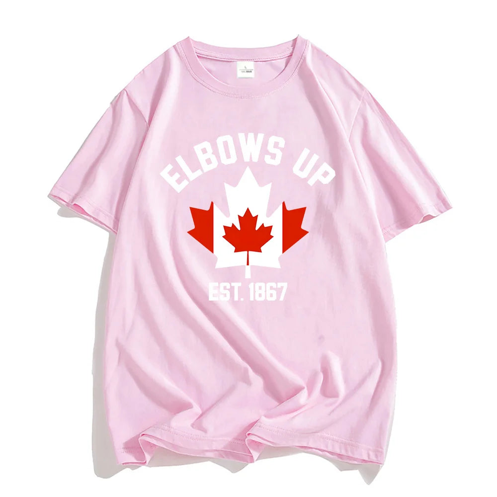 EST 1986 Canada Elbows Up Tshirts Short Sleeve Round Neck Male T-shirt Strong & Free Canadian Tees Men/Women Clothing Print Tops-World Bazaar Life