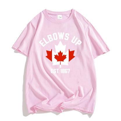 EST 1986 Canada Elbows Up Tshirts Short Sleeve Round Neck Male T-shirt Strong & Free Canadian Tees Men/Women Clothing Print Tops-World Bazaar Life
