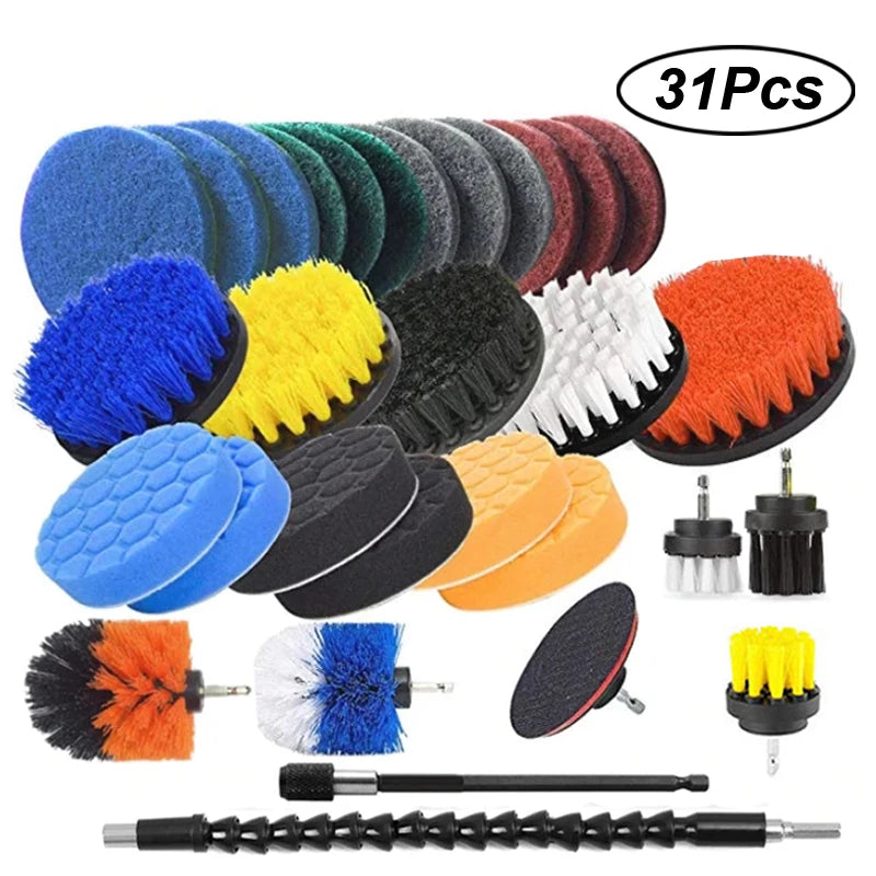 UNTIOR Electric Drill Brush Kit Power Scrubber Brush Attachments Set Scrub Wash Brushes Tools for Car Floor Tires Toilet Cleanin-World Bazaar Life
