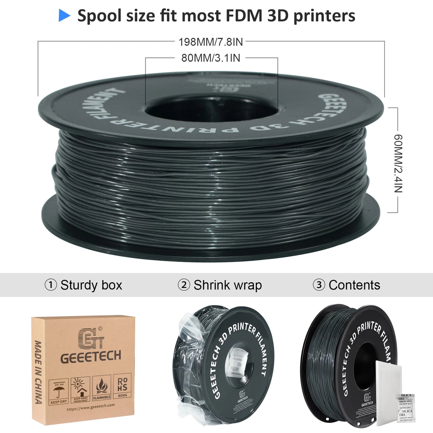 GEEETECH 1KG 1.75mm TPU Filament Flexible material for 3D Printers overseas warehouse fast shipping - World Bazaar Life