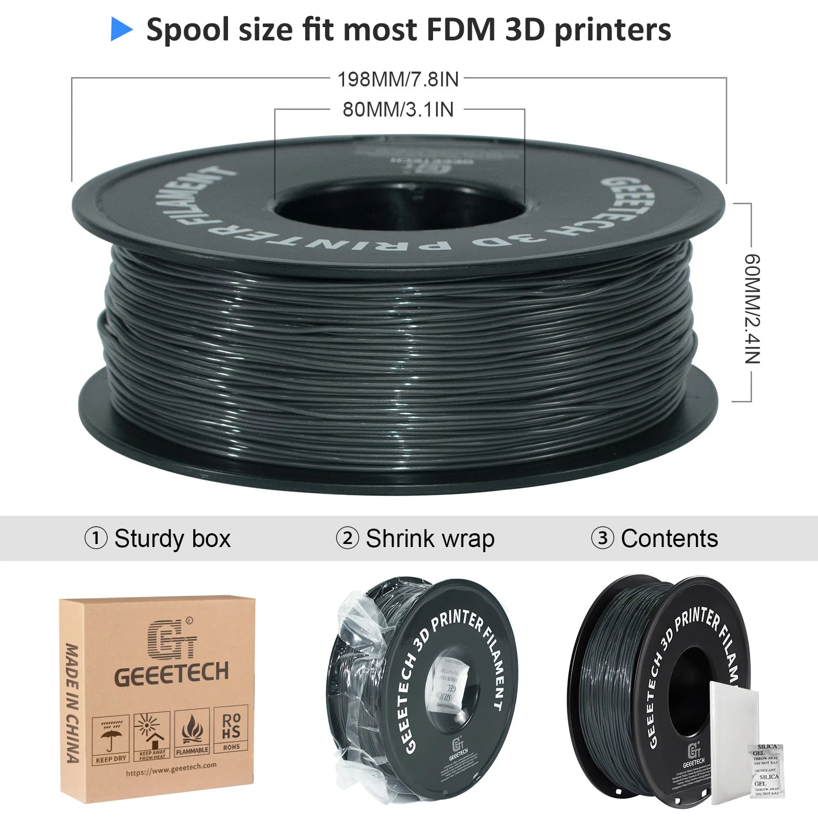 GEEETECH 1KG 1.75mm TPU Filament Flexible material for 3D Printers overseas warehouse fast shipping - World Bazaar Life