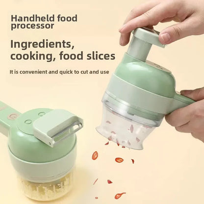 4In1 Electric Vegetable Cutter Set Handheld Wireless Electric Garlic Masher Food Chopper Meat Grinder Machine Food Peel Slice