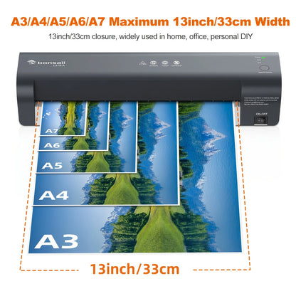 BONSAII 4-in-1 13" Laminator with Never Jam Tech and NTC Temperature Control, Included 40 Laminting Sheets, Triple Heat Settings - World Bazaar Life