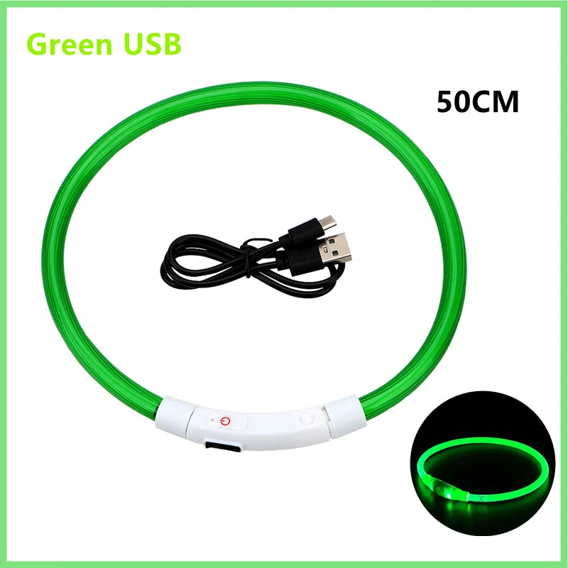LED Glow USB Dog Collar – Adjustable & Rechargeable Safety Light for Pets.