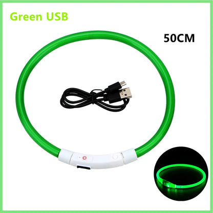 LED Glow USB Dog Collar – Adjustable & Rechargeable Safety Light for Pets.