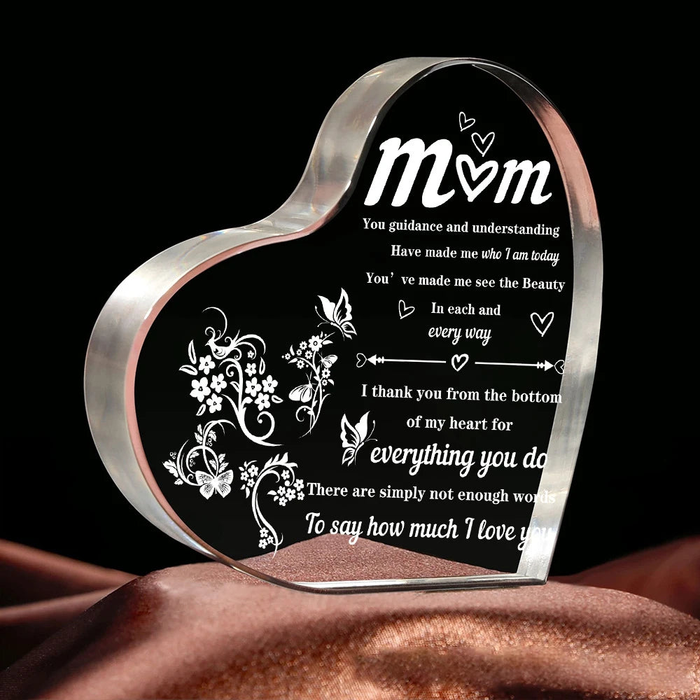 Heart Transparent Acrylic Ornaments Decorations Gift for My Mom Birthday Present From Family Souvenir for Mother's Day Gift-World Bazaar Life