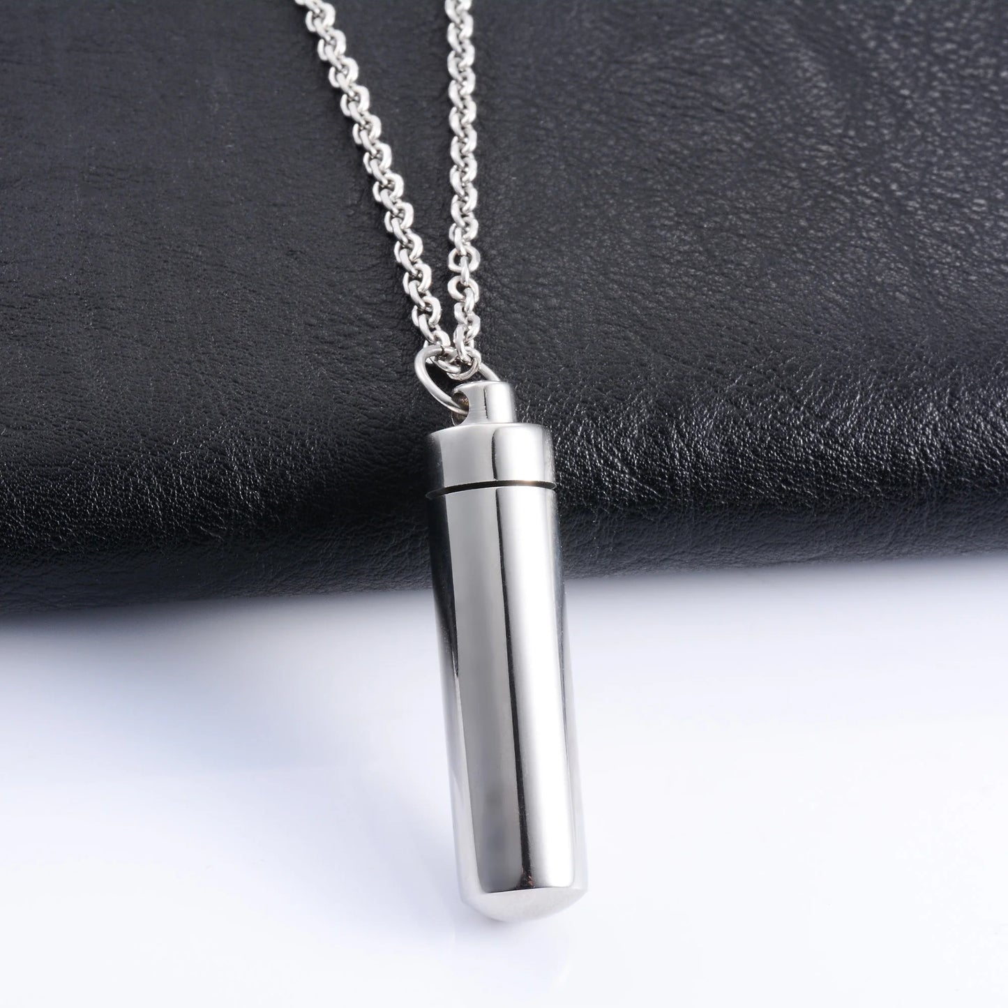 Keepsake Stainless Steel Cylinder Urn Pendant for Pet Ashes Necklace Chain Choker Charms Funeral Cremation Jewelry Accessories - World Bazaar Life