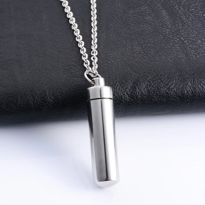 Keepsake Stainless Steel Cylinder Urn Pendant for Pet Ashes Necklace Chain Choker Charms Funeral Cremation Jewelry Accessories - World Bazaar Life
