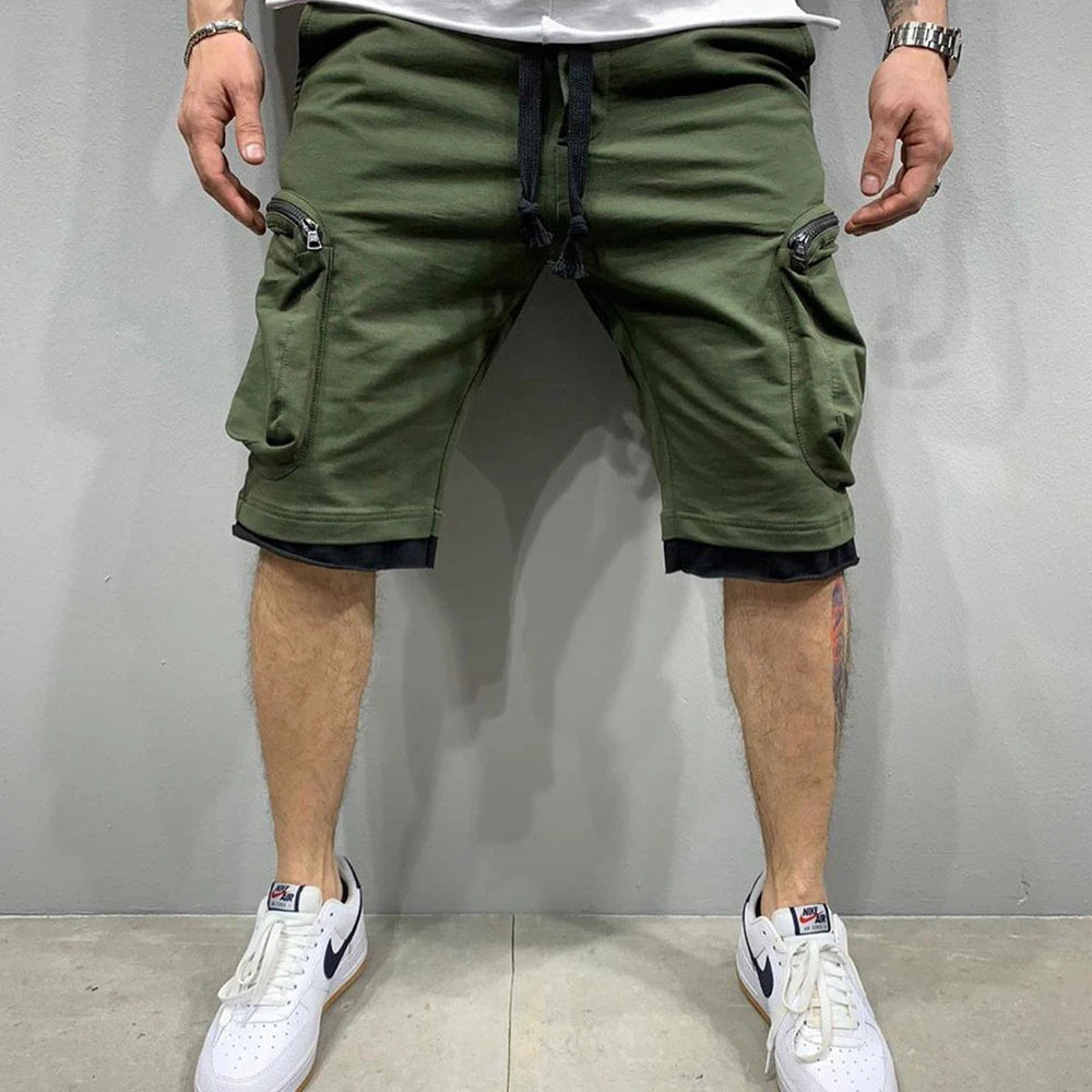 Mens Summer Cargo Shorts Cotton Workout Fitness Shorts Breathable Jogger Training Gyms Bodybuilding Multi Pocket Yellow Shorts - World Bazaar Life